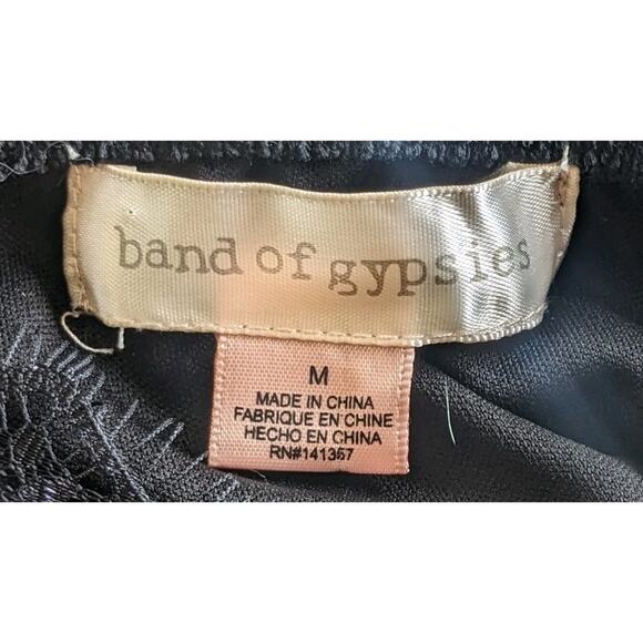 Band of Gypsies Velvet Burnout Slip Dress M Floral Lace Side Slits Lined Y2K - Picture 8 of 12